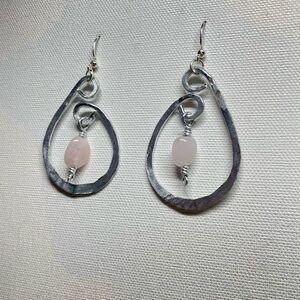 Elegant Silver and Rose Quartz Teardrop Earrings